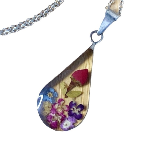 ATI Mexico Sterling Silver & Flower in Resin Pendant - Picture 1 of 13